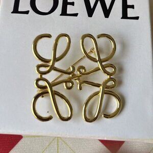 LOEWE Gold Anagram Brooch Brass Pin | NWT